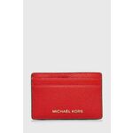Usnjen etui za kartice MICHAEL Michael Kors rdeča barva - rdeča. Etui za kartice iz kolekcije MICHAEL Michael Kors. Model izdelan iz naravnega usnja.