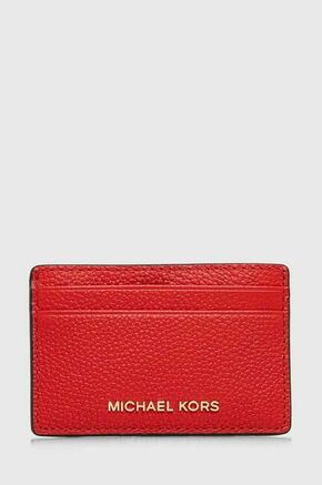 Usnjen etui za kartice MICHAEL Michael Kors rdeča barva - rdeča. Etui za kartice iz kolekcije MICHAEL Michael Kors. Model izdelan iz naravnega usnja.