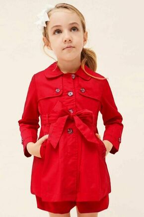 Otroški plašč Mayoral rdeča barva - rdeča. Otroški Plašč iz kolekcije Mayoral. Nepodloženi model izdelan iz enobarvne tkanine.