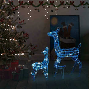 VidaXL Božična dekoracija družina jelenov 160 modrih LED lučk