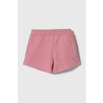 Otroške kratke hlače Guess roza barva - roza. Otroški kratke hlače iz kolekcije Guess. Model izdelan iz rahlo elastičnega materiala, ki zagotavlja udobje in svobodo gibanja. Model iz izjemno udobne in zračne tkanine je idealen za toplejše letne čase.
