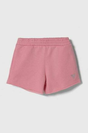 Otroške kratke hlače Guess roza barva - roza. Otroški kratke hlače iz kolekcije Guess. Model izdelan iz rahlo elastičnega materiala