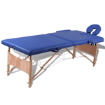 vidaXL Stol za masažu drvenim okvirom, 2 mjesta, Plavi