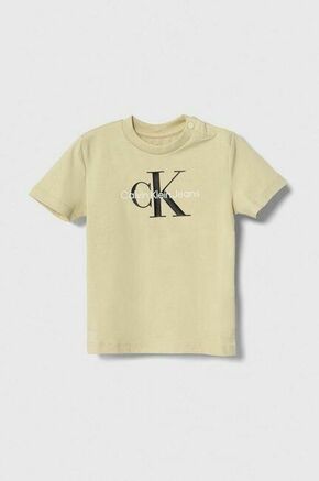 Otroška kratka majica Calvin Klein Jeans bež barva - bež. Otroške kratka majica iz kolekcije Calvin Klein Jeans