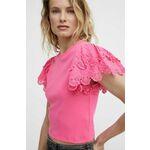 Majica Answear Lab ženska, roza barva - roza. Bluza iz kolekcije Answear Lab izdelana iz kombinacija dveh različnih materialov. Kolekcija je na voljo izključno na Answear.Si.