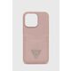 Guess GUHCP13LPSATPP ovitek za iPhone 13 Pro, z režo za kartice, Saffiano roza