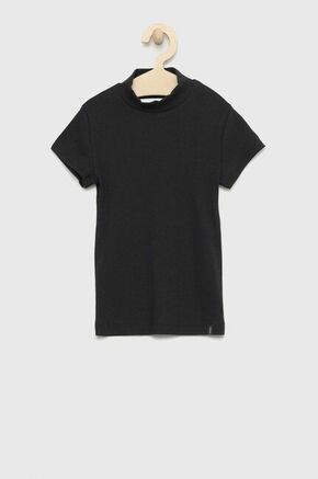 Otroška kratka majica Abercrombie &amp; Fitch črna barva - črna. Otroški Oprijeta kratka majica iz kolekcije Abercrombie &amp; Fitch. Model izdelan iz enobarvne pletenine.
