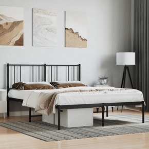 Greatstore Kovinski posteljni okvir z vzglavjem črn 140x190 cm