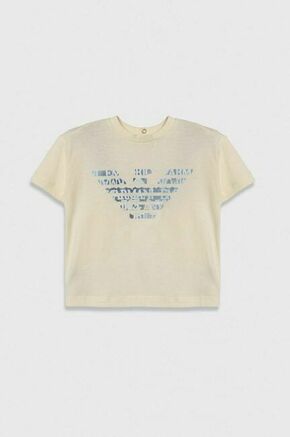 Otroška bombažna majica Emporio Armani bež barva - bež. Kratka majica iz kolekcije Emporio Armani