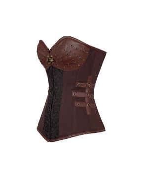 Brown 12 Steel Bones Steampunk Corset with Thong 18374