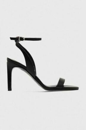 Usnjeni sandali Calvin Klein HEEL SANDAL 90 LTH črna barva