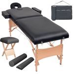 vidaXL Komplet 2-conske zložljive masažne mize in stolčka črne barve