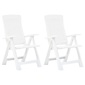 Vidaxl Nastavljivi vrtni stoli 2 kosa plastika bele barve