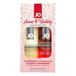 JO System Sweet &amp; Bubble - lubrikanti z okusom - šampanjec-čokolada-jagoda (2 kosa)