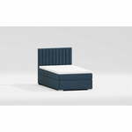 Temno modra oblazinjena postelja s prostorom za shranjevanje z letvenim dnom 100x200 cm Bunny – Ropez