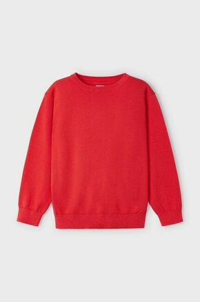 Otroški bombažen pulover Mayoral rdeča barva - rdeča. Otroške Pulover iz kolekcije Mayoral. Model z okroglim izrezom