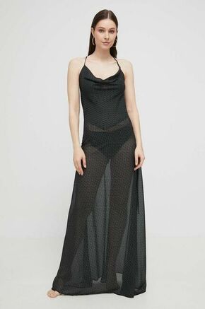 Obleka Trussardi črna barva - črna. Obleka iz kolekcije Trussardi. Model izdelan iz vzorčaste tkanine. Zaradi vsebnosti poliestra je tkanina bolj odporna na gubanje.