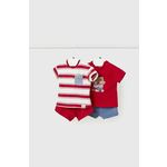 Otroški komplet Mayoral Newborn 2-pack rdeča barva - rdeča. Komplet majice in hlač za otroke iz kolekcije Mayoral Newborn. Model izdelan iz vzorčaste tkanine.