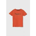 Otroška bombažna kratka majica Pepe Jeans PJL BJ oranžna barva - oranžna. Otroška lahkotna kratka majica iz kolekcije Pepe Jeans. Model izdelan iz tanke, elastične pletenine.
