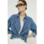 Jeans srajca Abercrombie &amp; Fitch ženska - modra. Srajca iz kolekcije Abercrombie &amp; Fitch, izdelana iz jeansa. Model iz tkanine, odporne na gubanje.