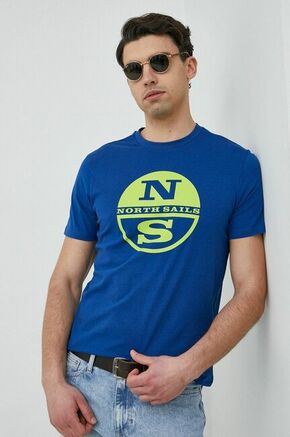 Bombažna kratka majica North Sails moški - modra. Kratka majica iz kolekcije North Sails. Model izdelan iz tanke