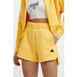 Kratke hlače adidas Z.N.E ženske, rumena barva, IS3927 - rumena. Kratke hlače iz kolekcije adidas, izdelane iz elastične pletenine za udobje in svobodo gibanja. Model iz mehke in na otip prijetne tkanine.