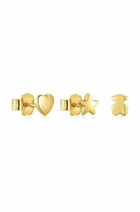 Pozlačeni uhani Tous 3-pack - zlata. Uhani iz kolekcije Tous. Model izdelan srebra