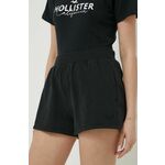 Kratke hlače Hollister Co. ženski, črna barva - črna. Kratke hlače iz kolekcije Hollister Co., izdelane iz prožnega materiala, ki zagotavlja udobje in svobodo gibanja. Model z mehko oblazinjeno sredino zagotavlja mehkobo in dodatno toploto.