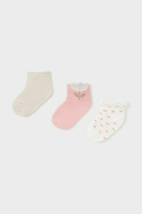 Nogavice za dojenčka Mayoral 3-pack roza barva - roza. Nogavice za dojenčka iz kolekcije Mayoral. Model izdelan iz enobarvne pletenine.