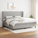 Box spring postelja z vzmetnico svetlo siva 200x200 cm blago - vidaXL - Siva - 93,83 - 200 x 200 cm - vidaXL