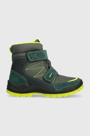 Otroški zimski škornji Primigi zelena barva - zelena. Zimski čevlji iz kolekcije Primigi. Delno podloženi model izdelan iz kombinacije naravnega usnja in tekstilnega materiala. Mehko oblazinjena sredina zagotavlja visoko raven udobja.