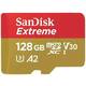 SanDisk Extreme microSDXC spominska kartica + SD adapter, 128 GB