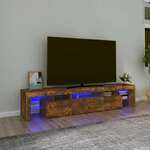 Vidaxl TV omarica z LED lučkami dimljeni hrast 200x36,5x40 cm