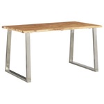 Greatstore Jedilna miza 140x80x75 cm trden akacijev les in nerjaveče jeklo