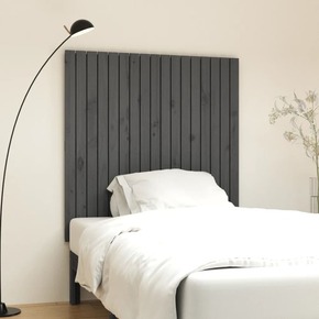 VidaXL Stensko posteljno vzglavje sivo 108x3x110 cm trdna borovina