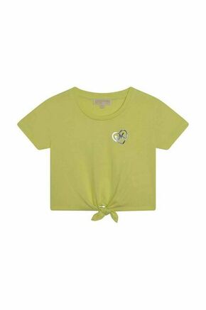 Otroška kratka majica Michael Kors rumena barva - rumena. Otroški kratka majica iz kolekcije Michael Kors. Model izdelan iz enobarvne pletenine.