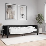 Vidaxl Dnevna postelja z vzmetnico črna 90x190 cm blago