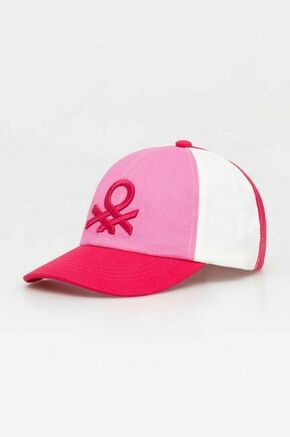 Bombažna bejzbolska kapa United Colors of Benetton roza barva - roza. Otroški kapa s šiltom vrste baseball iz kolekcije United Colors of Benetton. Model izdelan iz vzorčastega materiala.