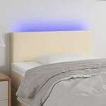Greatstore LED posteljno vzglavje krem 80x5x78/88 cm blago