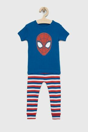Otroška bombažna pižama GAP x Marvel - modra. Otroška pižama iz kolekcije GAP. Model izdelan iz elastične pletenine. Nežen material