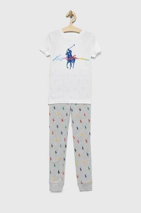 Otroška bombažna pižama Polo Ralph Lauren siva barva - siva. Otroška Pižama iz kolekcije Polo Ralph Lauren. Model izdelan iz vzorčaste pletenine.