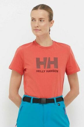 Bombažna kratka majica Helly Hansen bela barva - rdeča. Kratka majica iz kolekcije Helly Hansen
