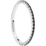 PDPAOLA Minimalističen srebrn prstan s črnimi cirkoni Black Essential Silver AN02-348 (Obseg 50 mm) srebro 925/1000