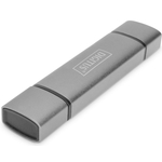 Digitus dvojni OTG bralnik kartic (USB-C + USB 3.0) 1x SD, 1x MicroSD, 1x USB 3.0, siva