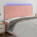 vidaXL LED posteljno vzglavje roza 160x5x118/128 cm žamet