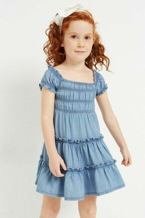 Otroška obleka Mayoral - modra. Otroški Obleka iz kolekcije Mayoral. Raven model izdelan iz enobarvne tkanine.