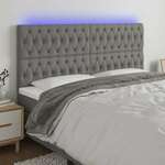 Vidaxl LED posteljno vzglavje temno sivo 200x7x118/128 cm blago