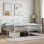Greatstore Kovinski posteljni okvir z vzglavjem in vznožjem bel 150x200 cm