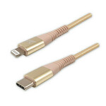 Logo Kabel USB (2.0), USB C moški - Apple Lightning moški, 1 m, certifikat MFi, 5V/3A, zlati, škatla, najlonski oplet, aluminij
