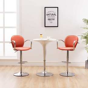VidaXL Barski stolčki z naslonjali za roke 2 kosa oranžno umetno usnje